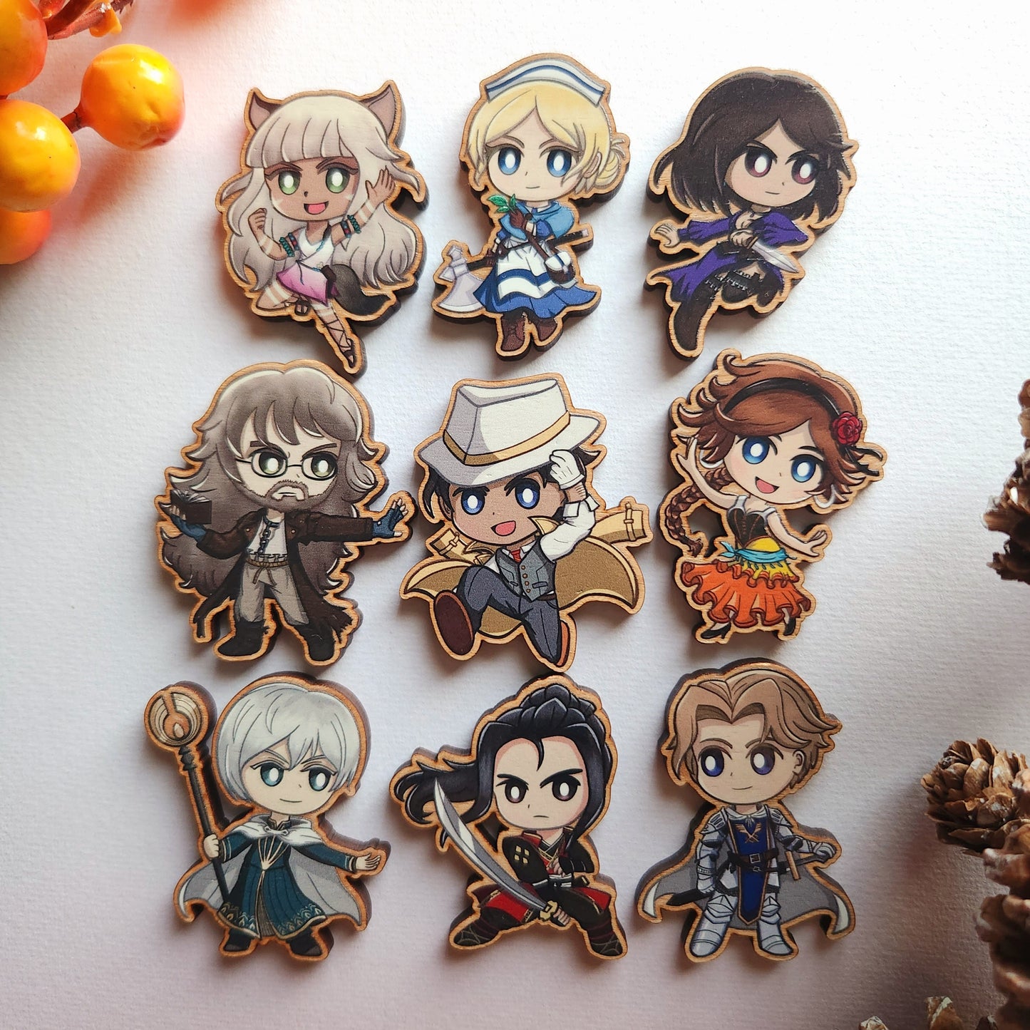 Octopath Traveler 2 Wood Pins/Magnets