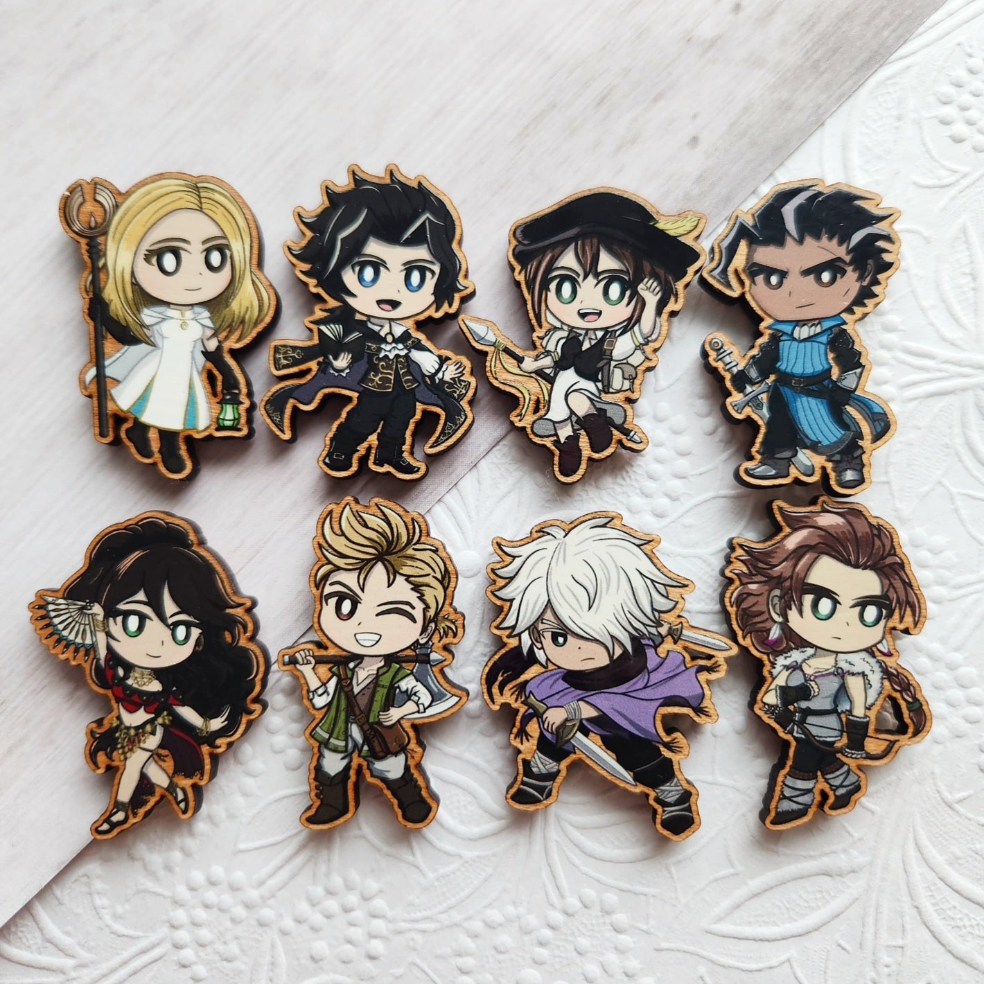 Octopath Traveler 1 Wood Pins/Magnets