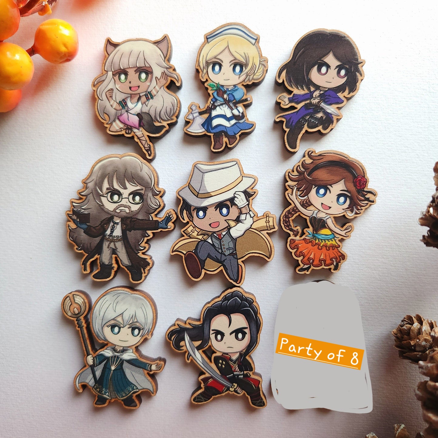 Octopath Traveler 2 Wood Pins/Magnets